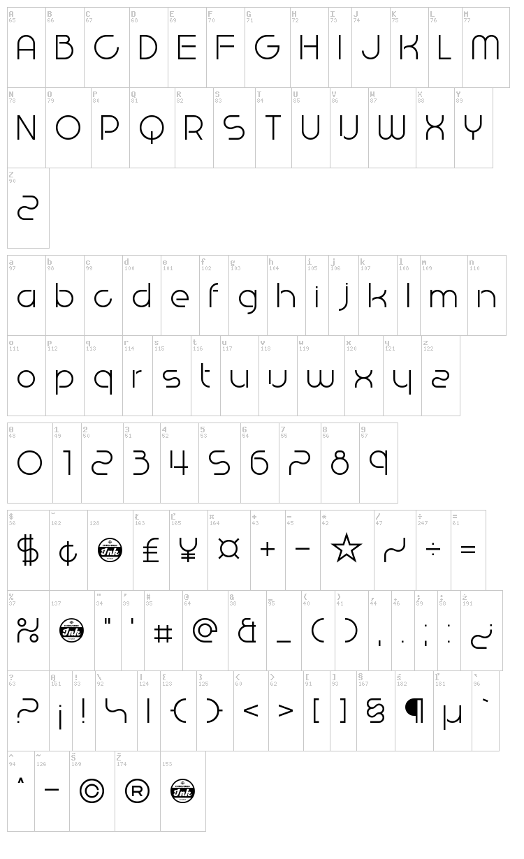 West End Knights font map